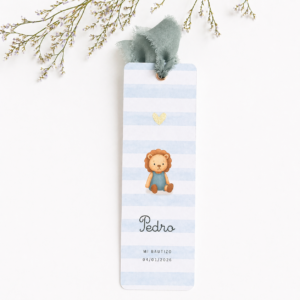 Tarjeta recordatorio marcapáginas Pedro