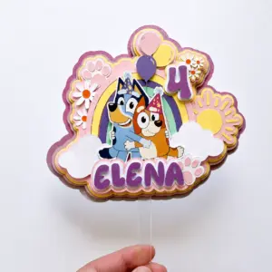 Topper Bluey y Bingo Personalizado