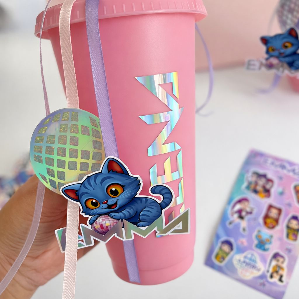 Vaso reutilizable rosa personalizado 24oz - Imagen 4