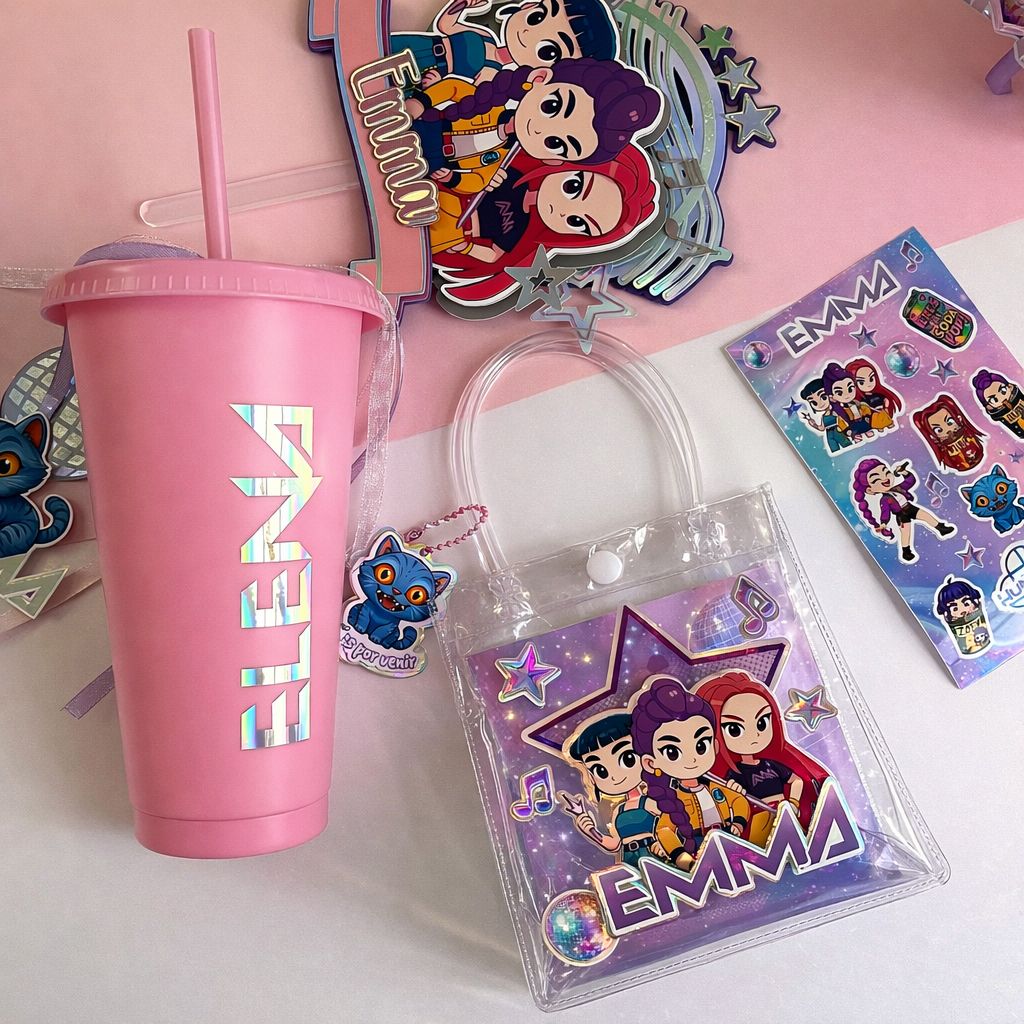 Vaso reutilizable rosa personalizado 24oz - Imagen 3